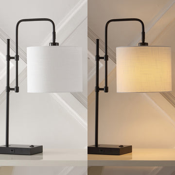 Edris 24.75" Industrial Designer Metal LED Task Lamp with USB Charging Port - JONATHAN Y